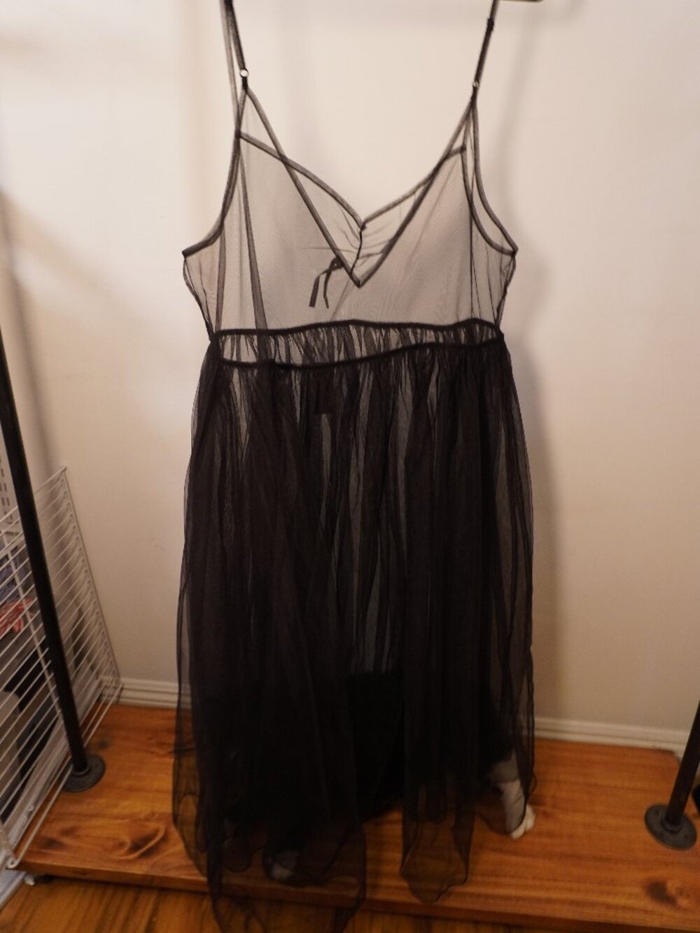 NWT Black Sheer Tulle Maxi Slip Dress XL | $98 Retail